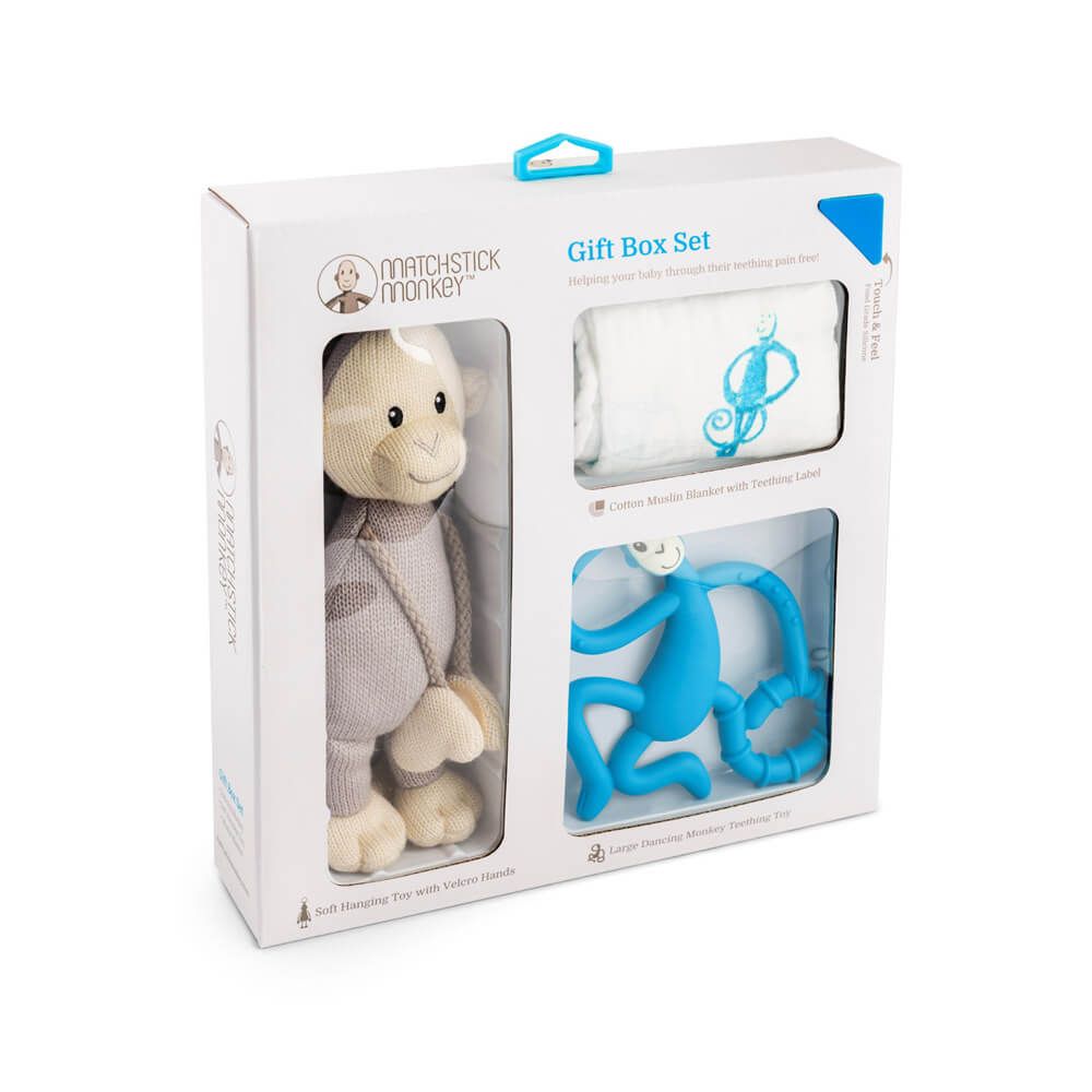Matchstick Monkey Teething Gift Set - Μπλε