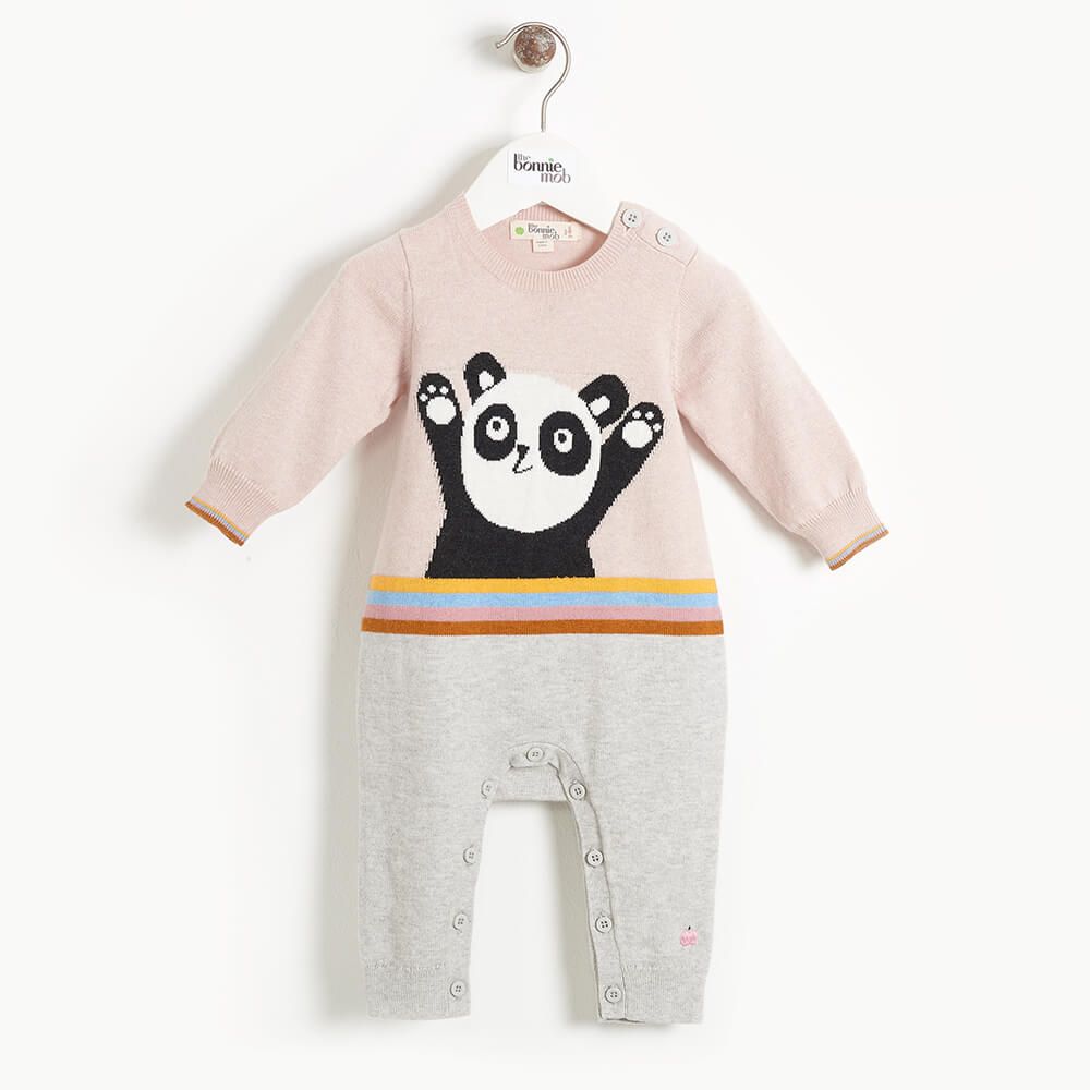 Beatles-Panda Knit Playsuit –Pale Pink