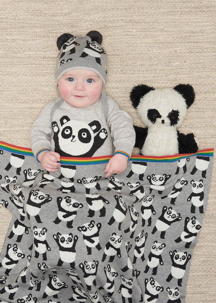 Beatles- Panda Intarsia Knit Playsuit –Grey