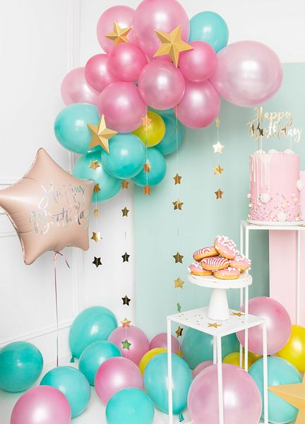 Μπαλόνι Αστέρι Happy Birthday Ροζ της Πούδρας
