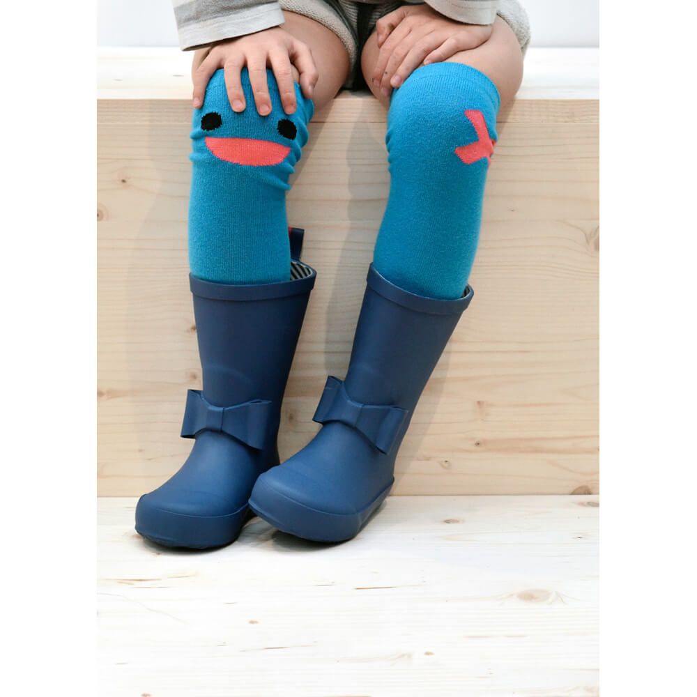 Bowtie Marine Blue Kids High Rain Boots