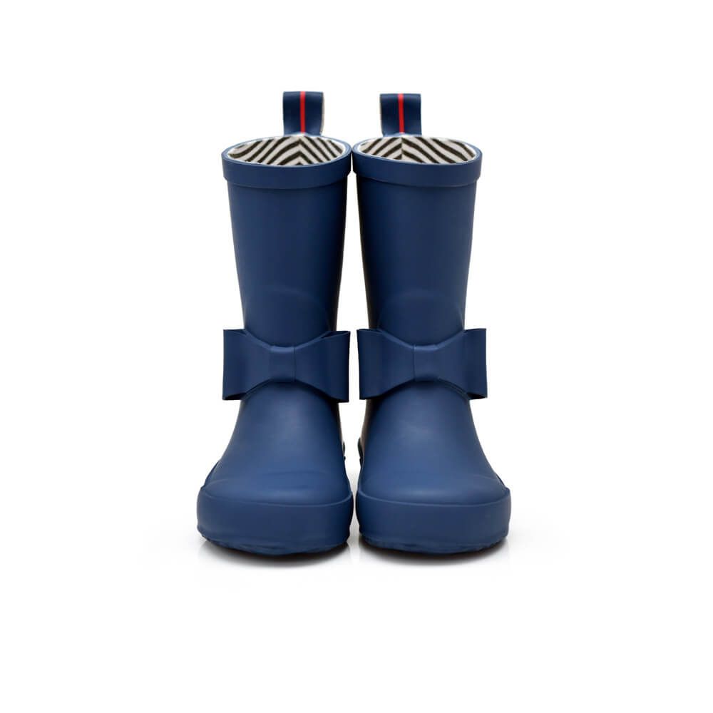 Bowtie Marine Blue Kids High Rain Boots