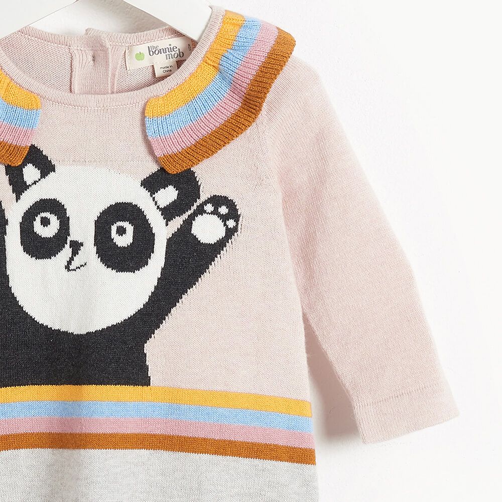 Panda πλεκτό φόρεμα –Απαλό Ροζ