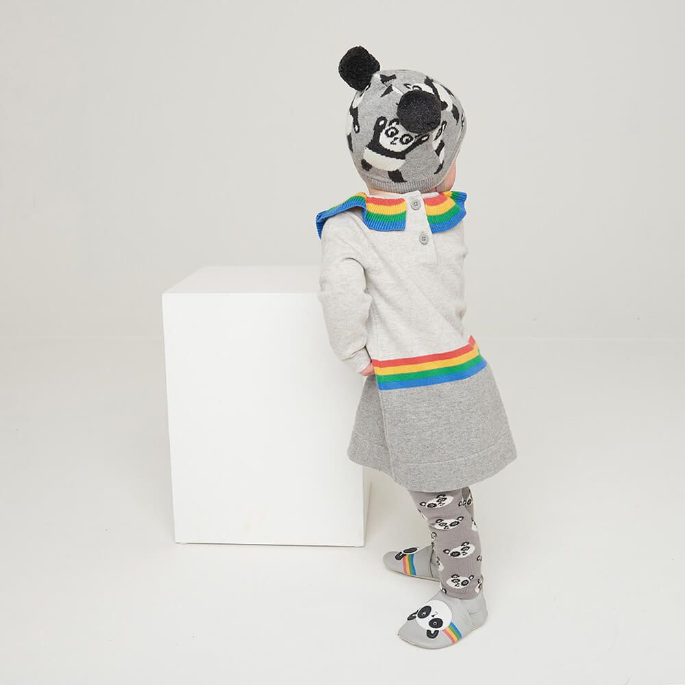 Britt -Baby Girl Panda Knit Dress –Grey