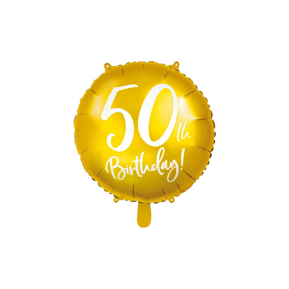 Foil Balloon 50th Birthday, Gold