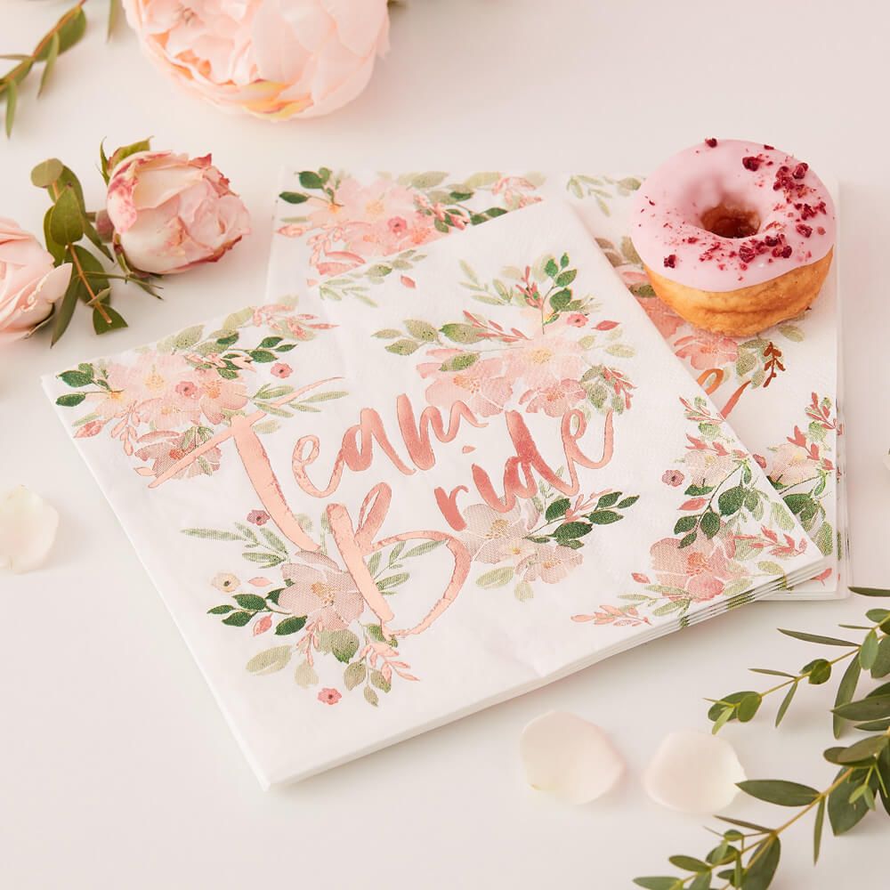 Team Bride Floral Paper Napkins - Floral Hen Party