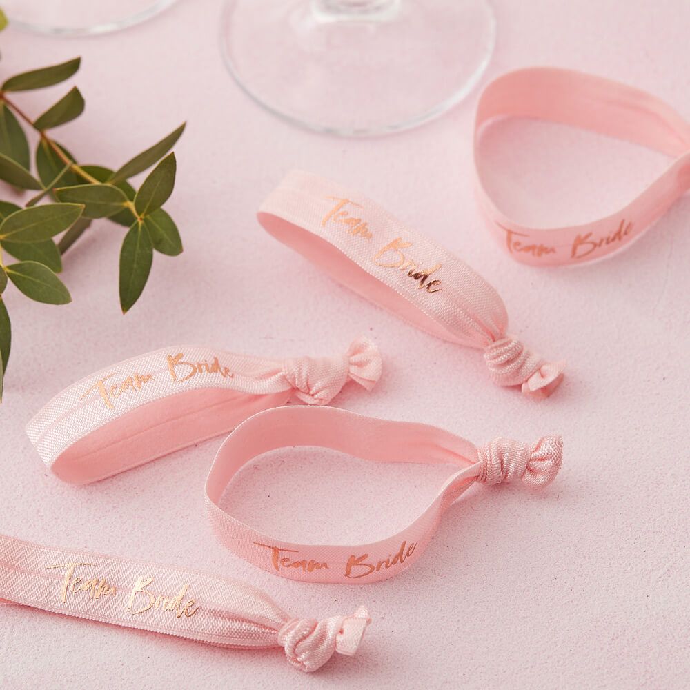 Pink Team Bride Wrist Bands - Floral Hen Party