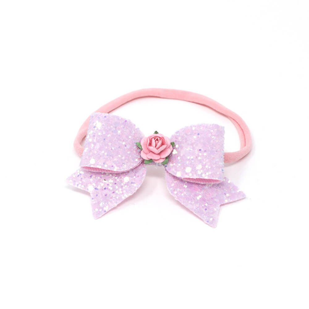 Κορδέλα Μαλλιών - Φιογκάκι Ροζ Glitter 