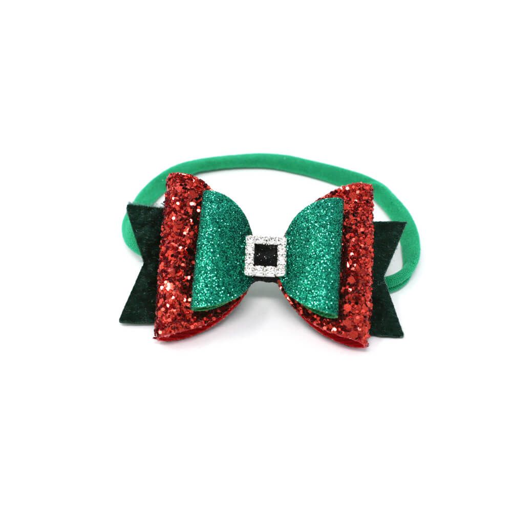 Festive Green -Red Bow