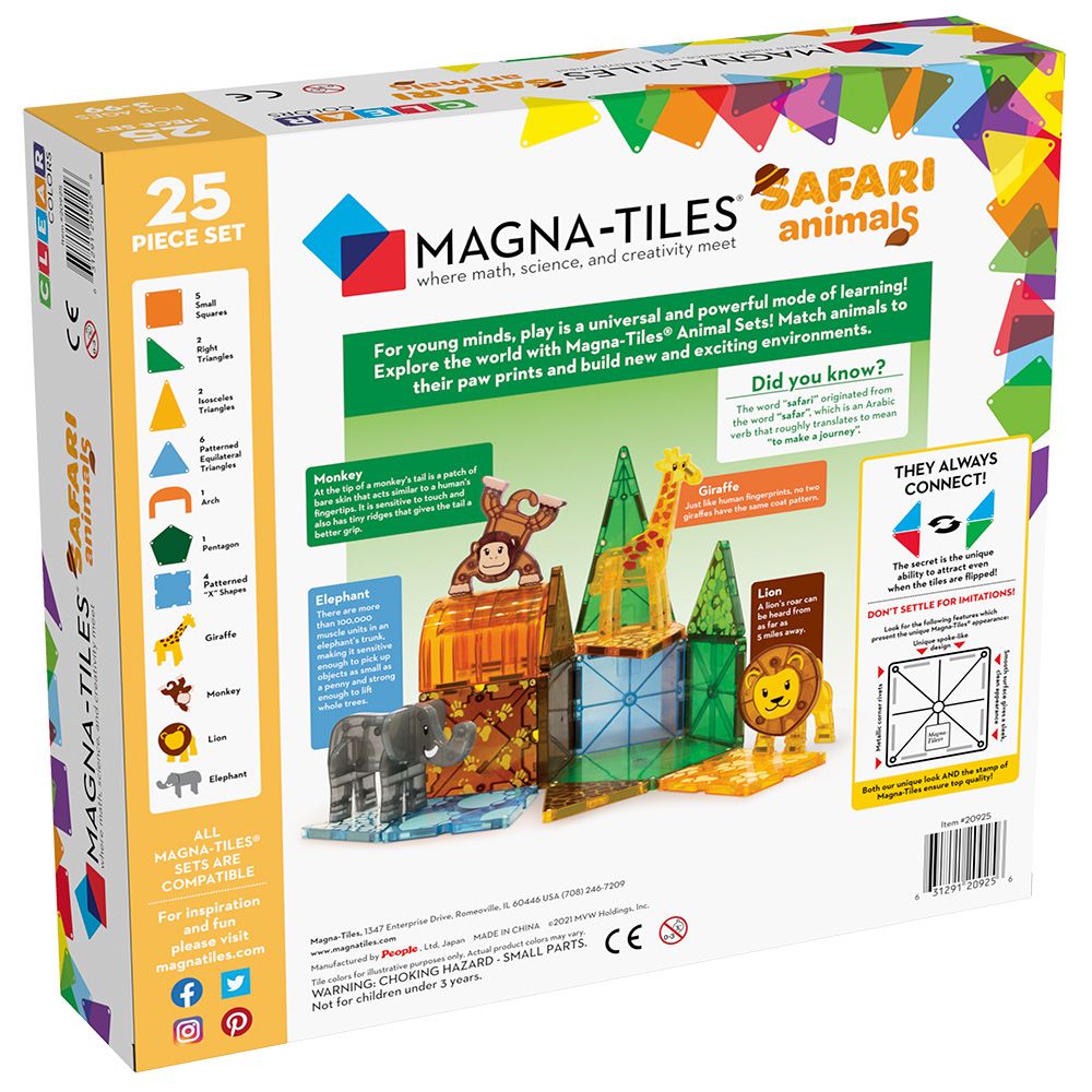 Μαγνητικό Παιχνίδι 25 κομματιών Safari Magna-Tiles