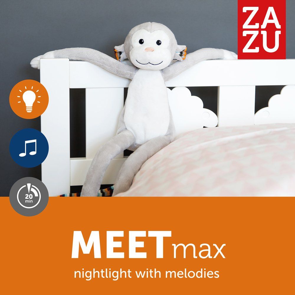 ZAZU MAX Μαιμουδάκι βρεφικό φωτάκι νυκτός με λευκό ήχο & μελωδίες 