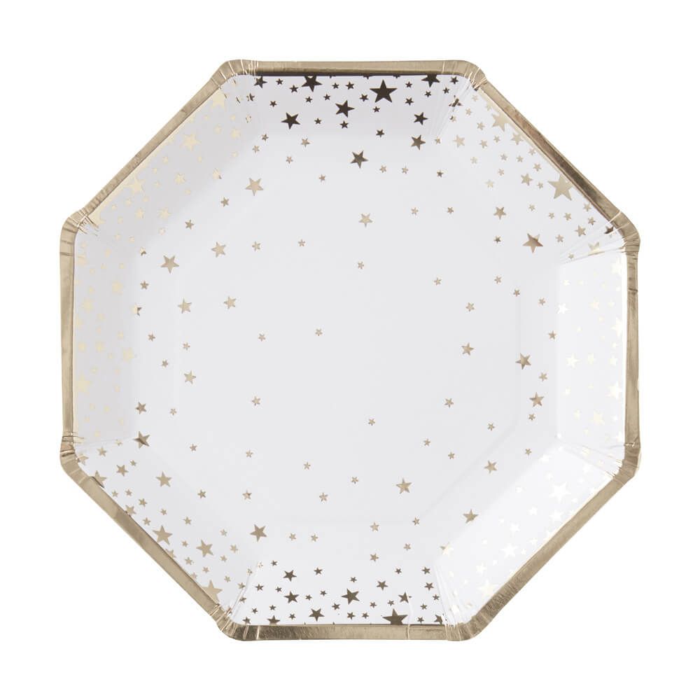 Gold Foiled Star Paper Plates 