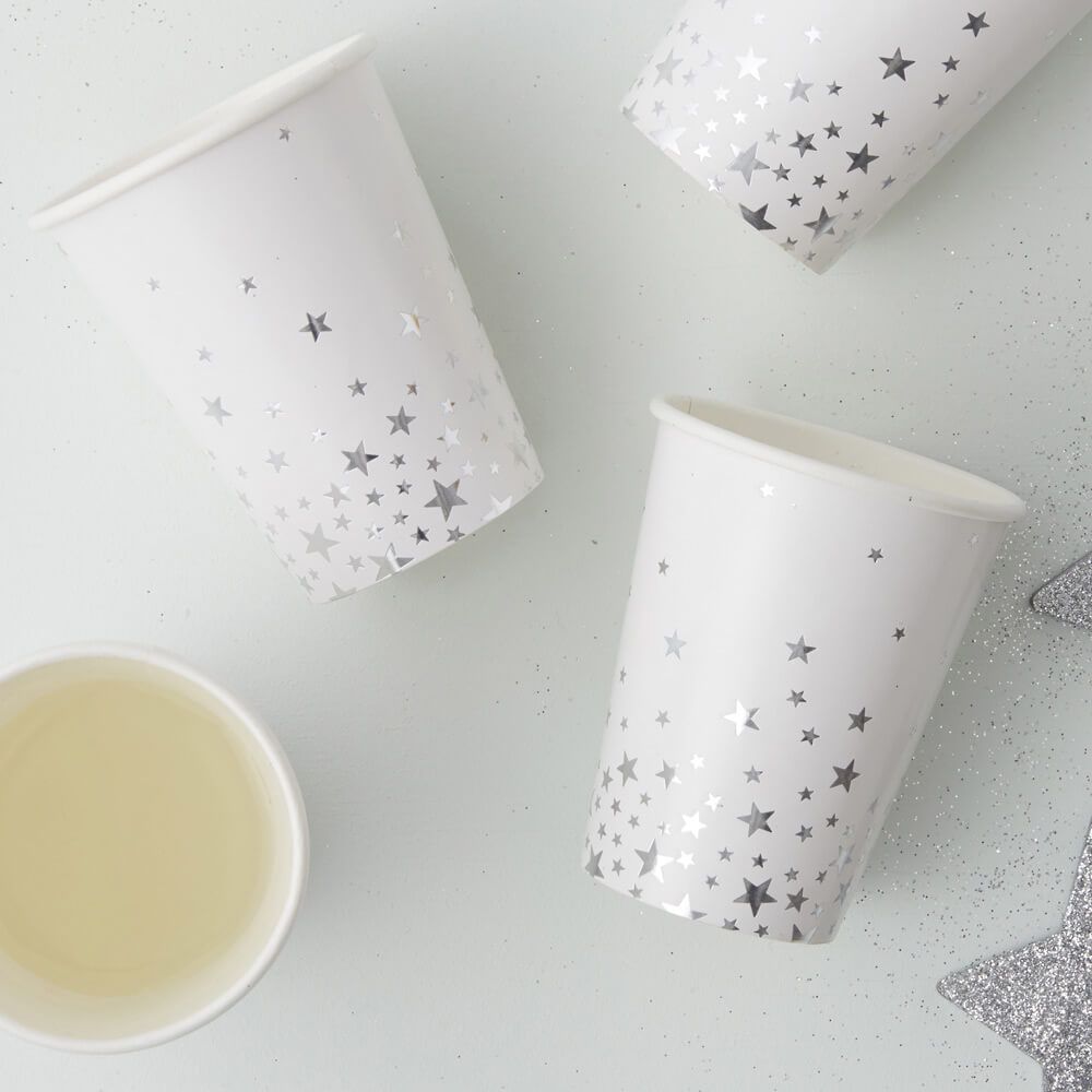 Silver Foiled Star Cups