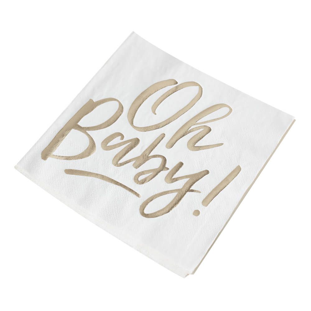 Gold Foiled Oh Baby! Paper Napkins