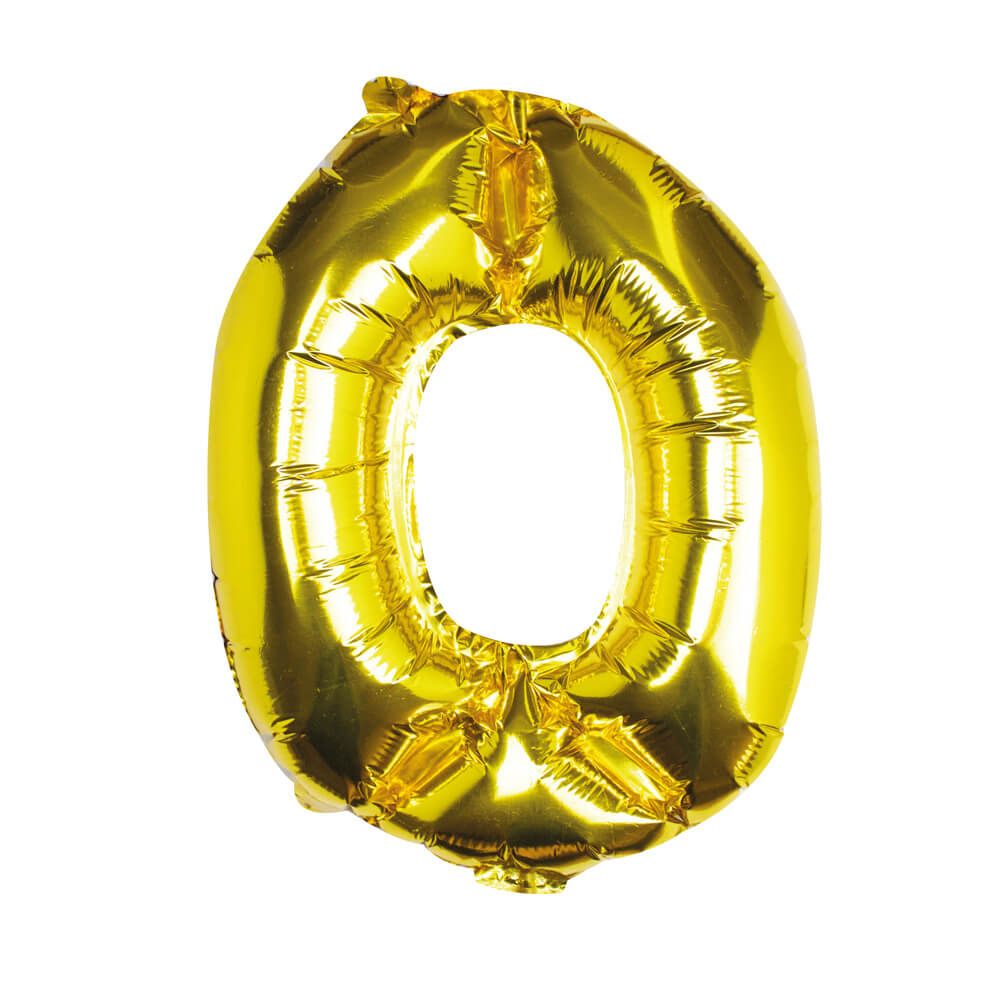 Gold Foil Number 0 Balloon 