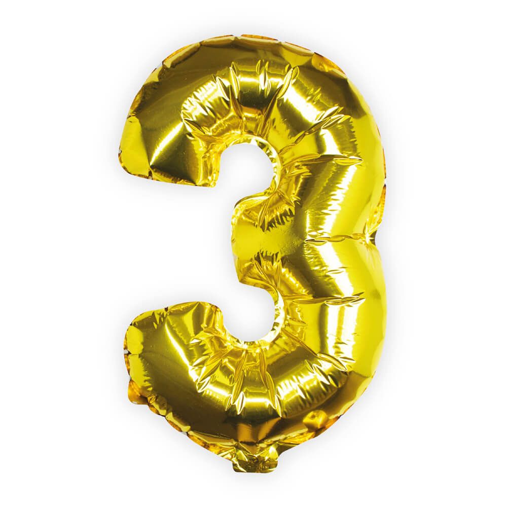 Gold Foil Number 3 Balloon 