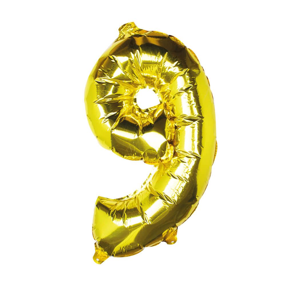 Gold Foil Number 9 Balloon 