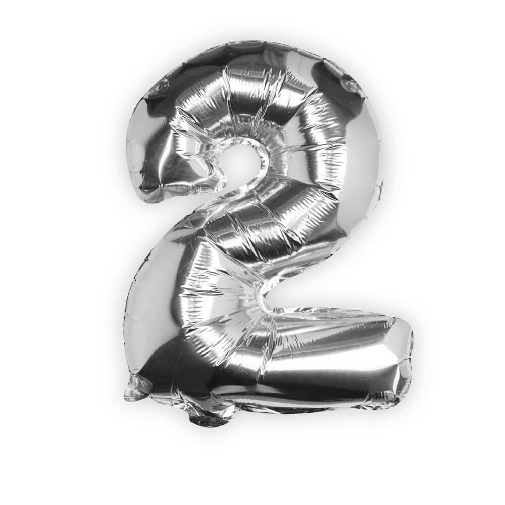 Silver Foil Number 2 Balloon 
