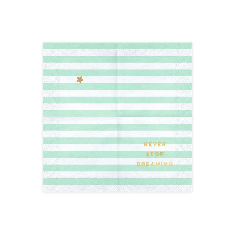 Napkins Yummy - Never stop dreaming, mint