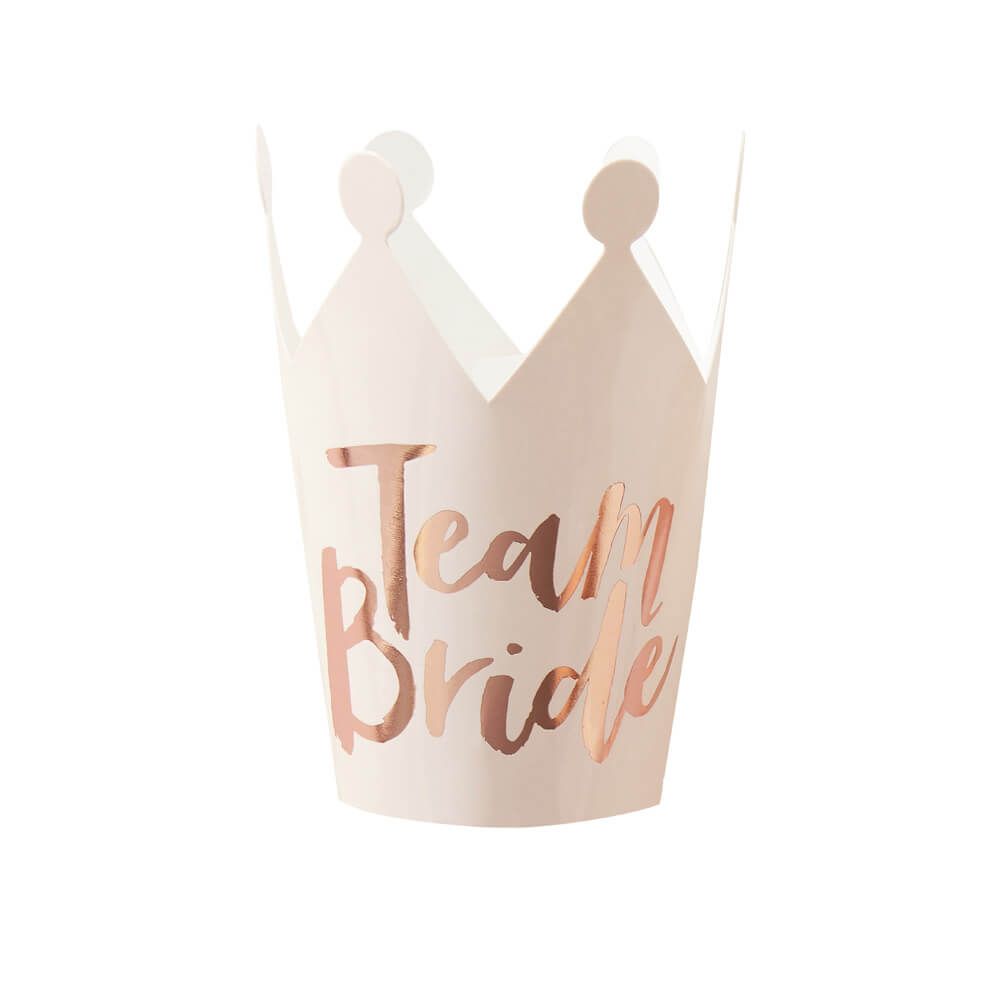 Pink and Rose Gold Foiled Team Bride Party Crowns